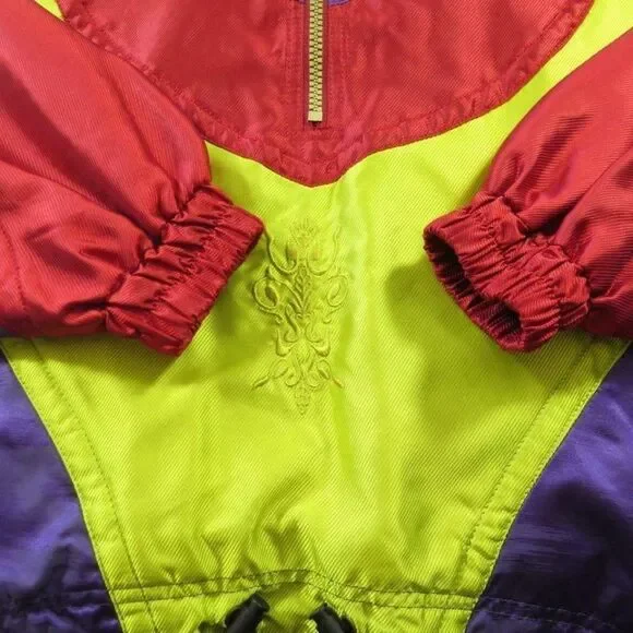 Vtg 90s Descente Ski Jacket 12 Red Purple Yellow
